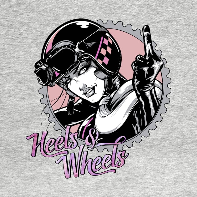 Heels and Wheels Biker Girl by JadesCanvas